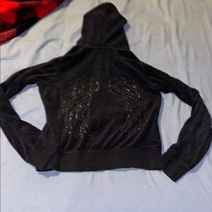 Black Hoodie with Angel Wing Design
